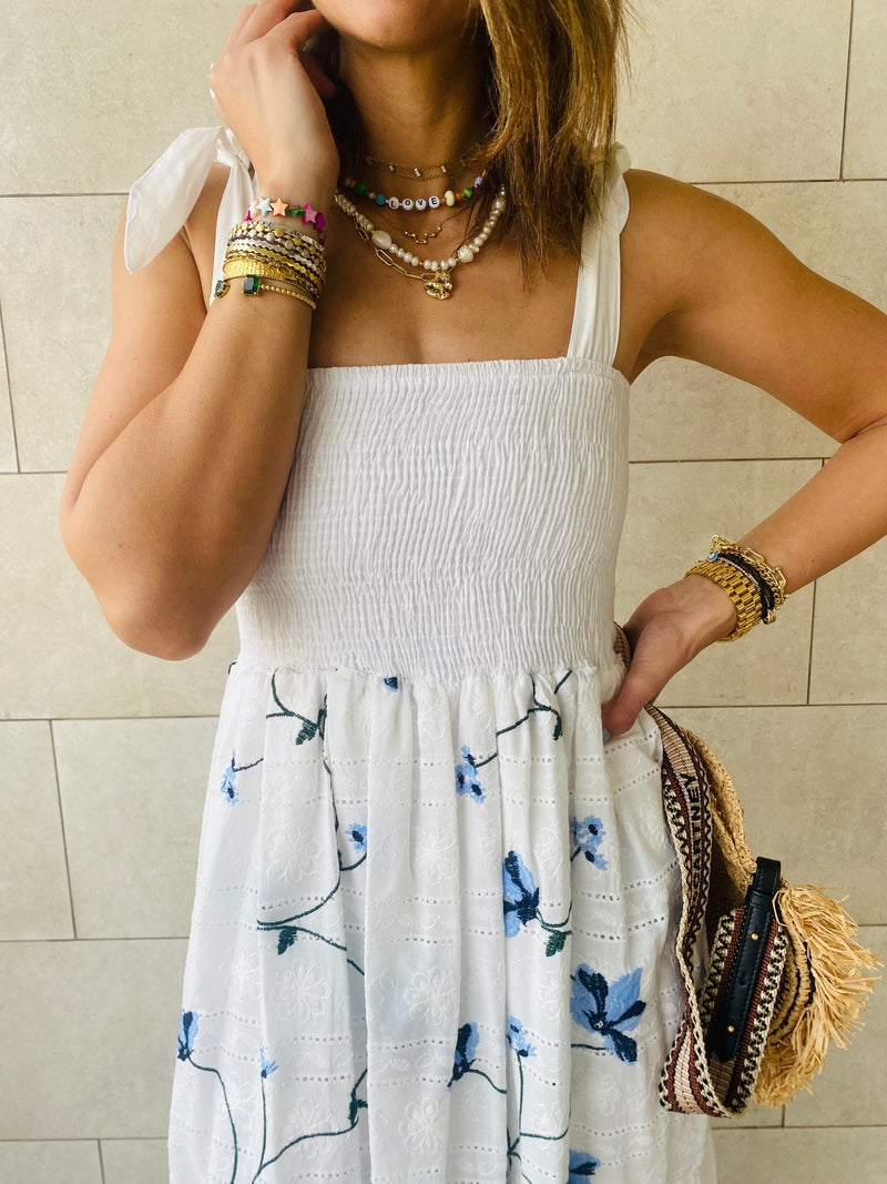 Blue Embroidery Stroll Dress