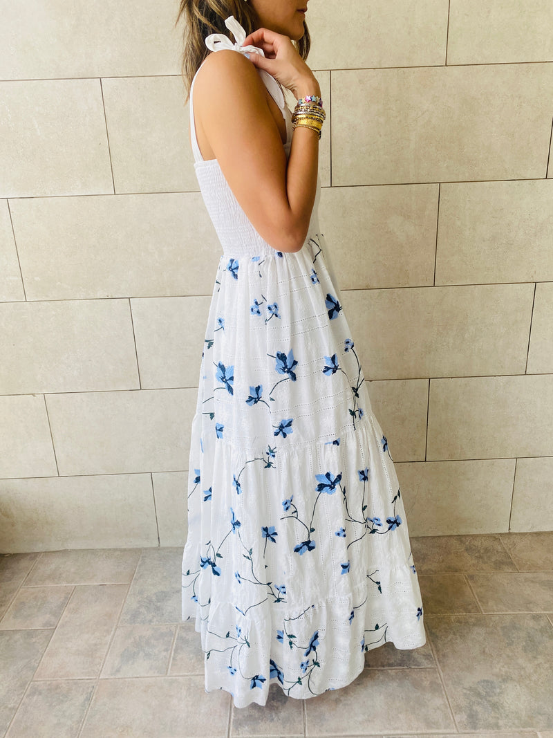 Blue Embroidery Stroll Dress