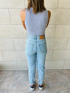 Aqua & Grey Crew Crop Top