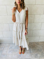 Beige Island Walk Midi Dress