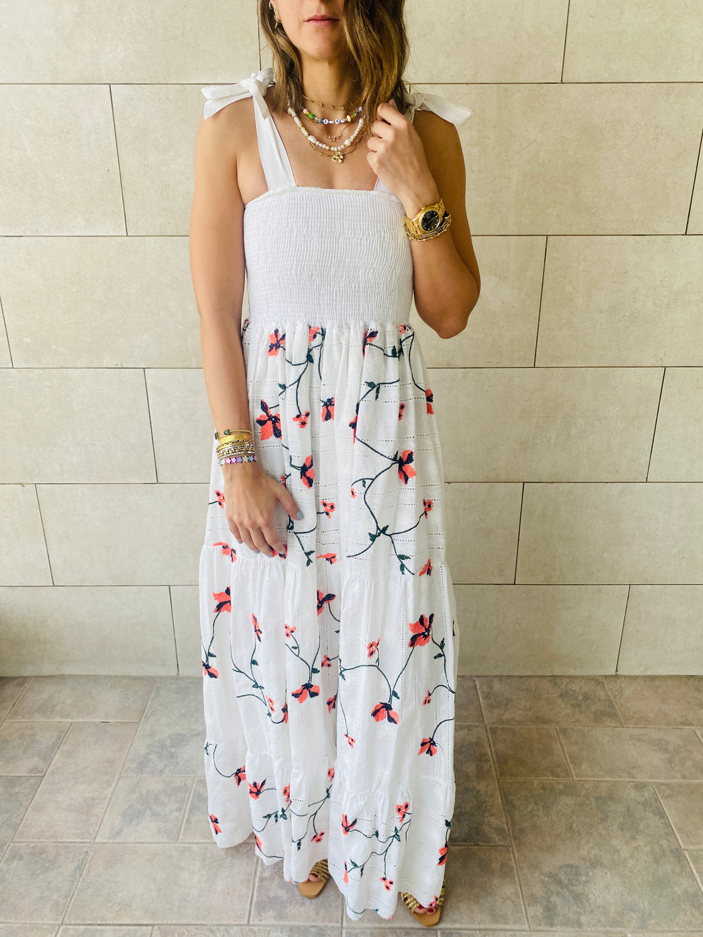 Red Embroidery Stroll Dress