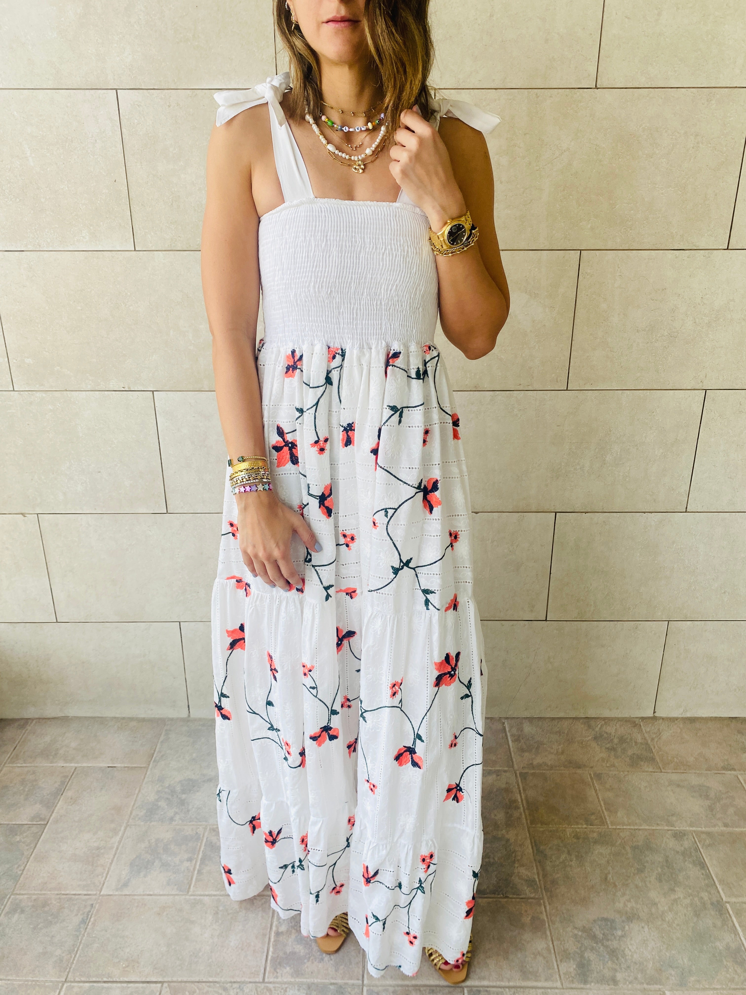 Red Embroidery Stroll Dress