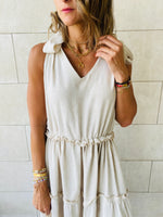 Beige Island Walk Midi Dress