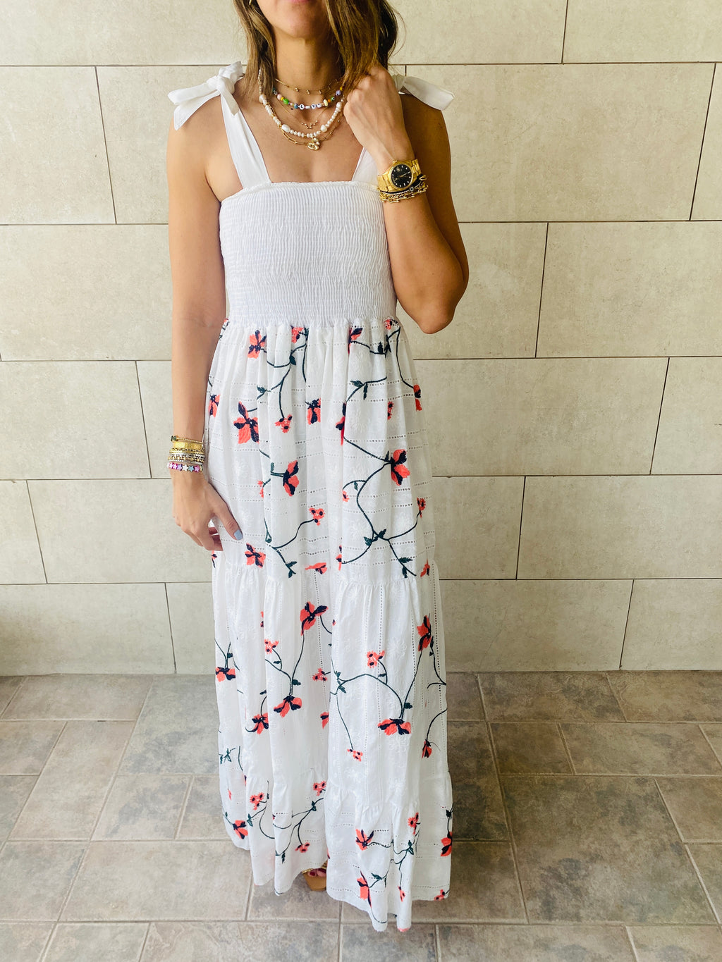 Red Embroidery Stroll Dress