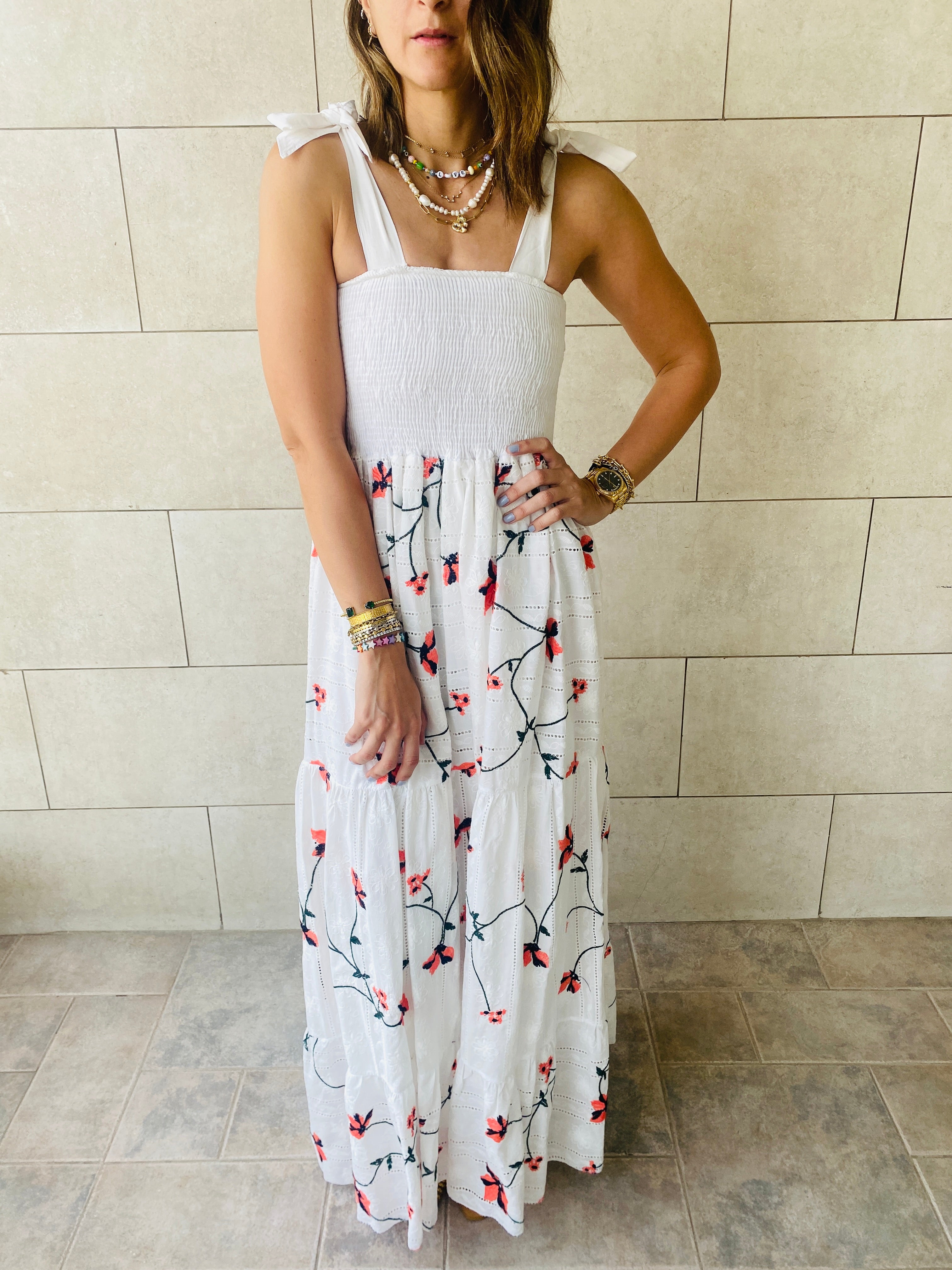 Red Embroidery Stroll Dress