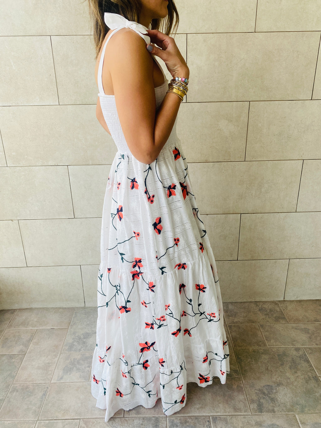 Red Embroidery Stroll Dress