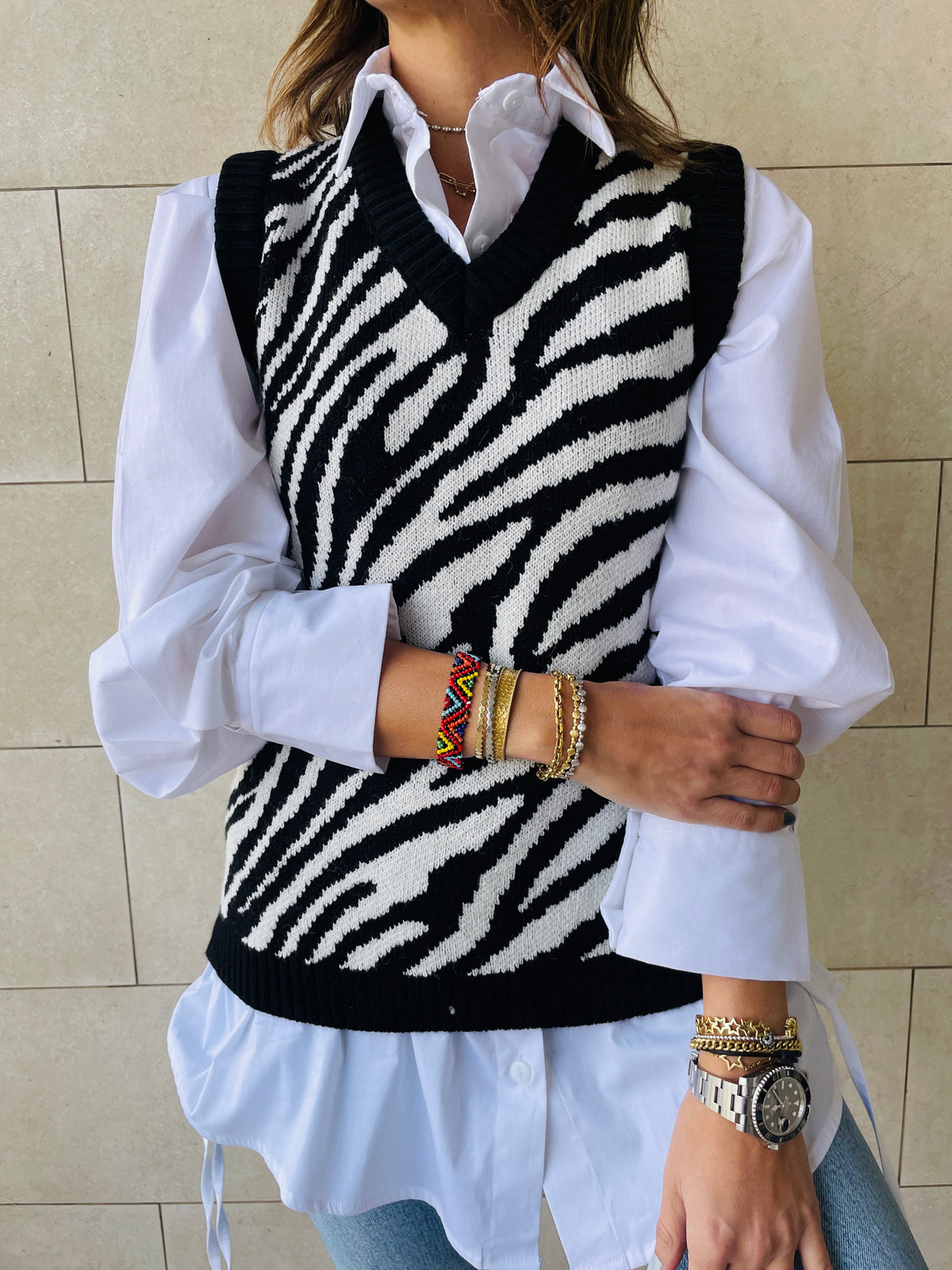 Black Zebra Vest