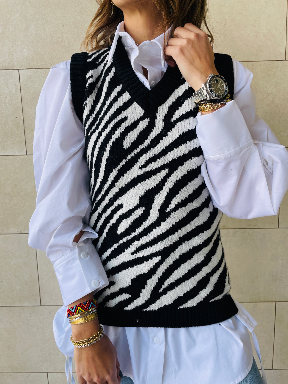 Black Zebra Vest