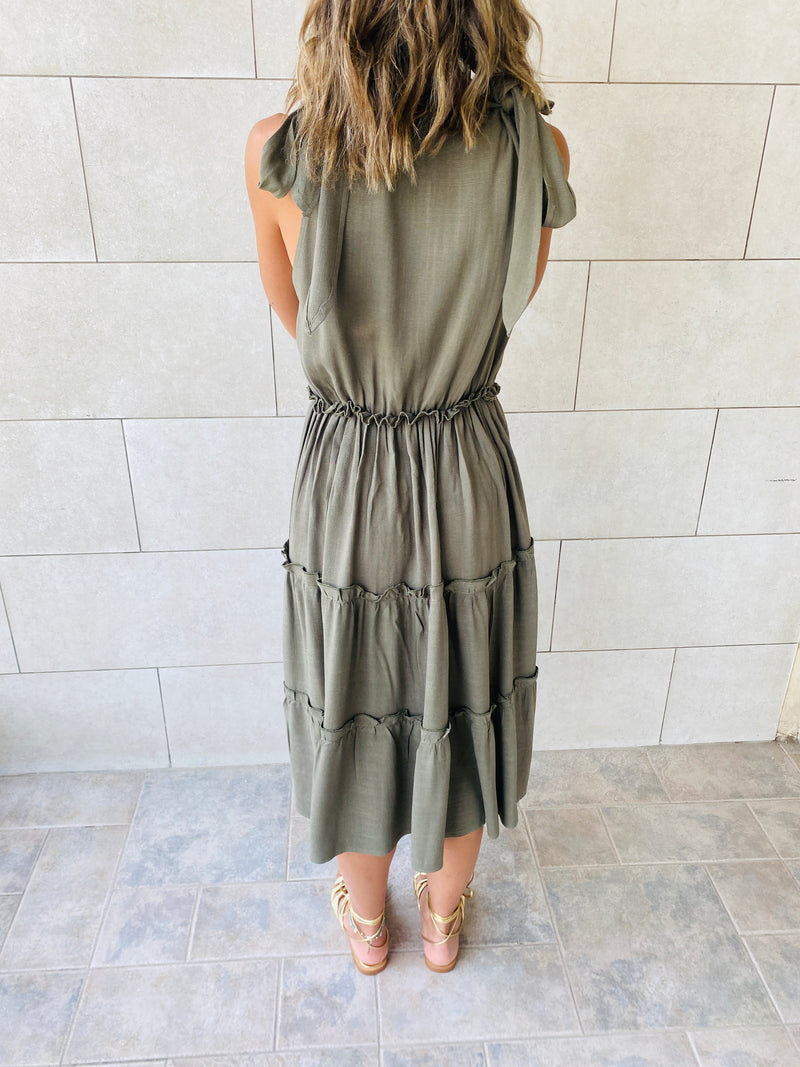 Olive Island Walk Midi Dress