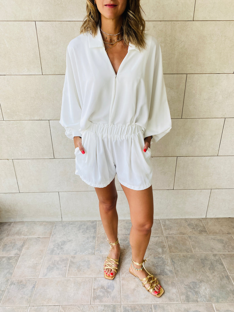 2 Piece White Shorts Set