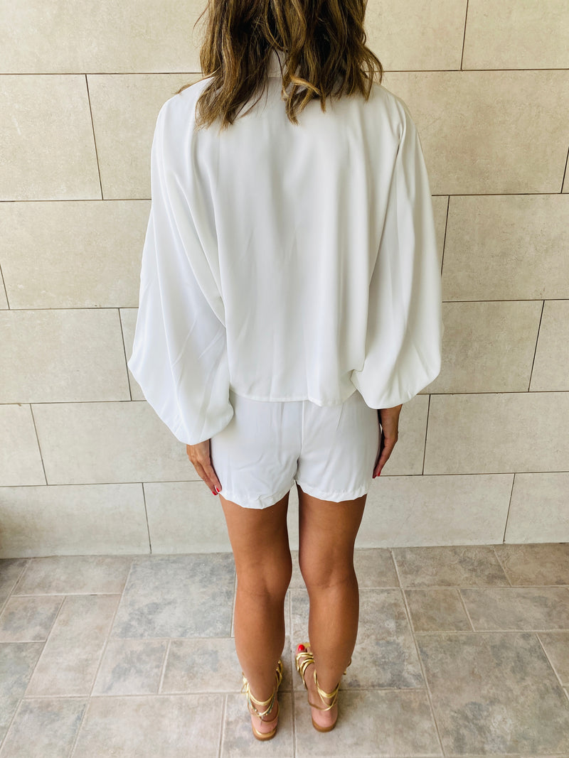 2 Piece White Shorts Set