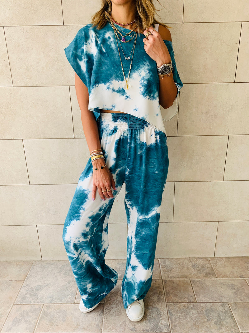 3 Piece Blue Tie Dye Set