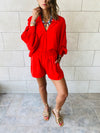 2 Piece Red Shorts Set