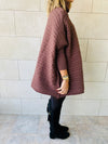 Latte Cable Knit High Neck Poncho