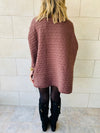 Latte Cable Knit High Neck Poncho
