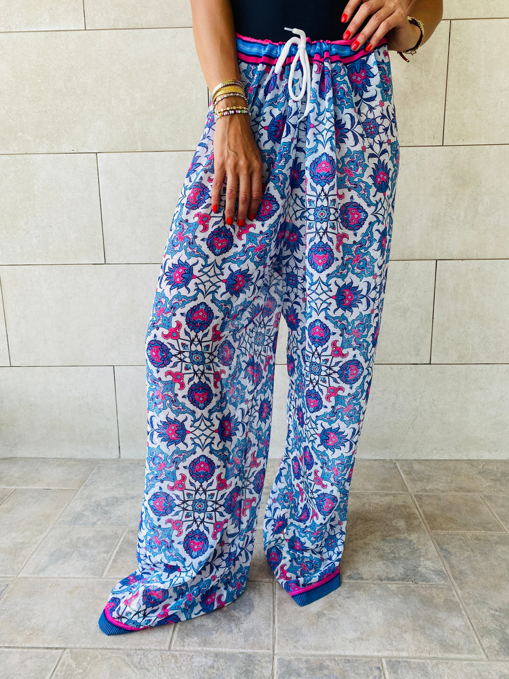 Blue Chiffon Pants