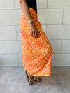 Orange Printed Pareo Wrap Skirt