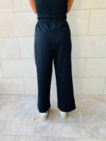 Black Wide Leg Jogger With Side Leather Trim