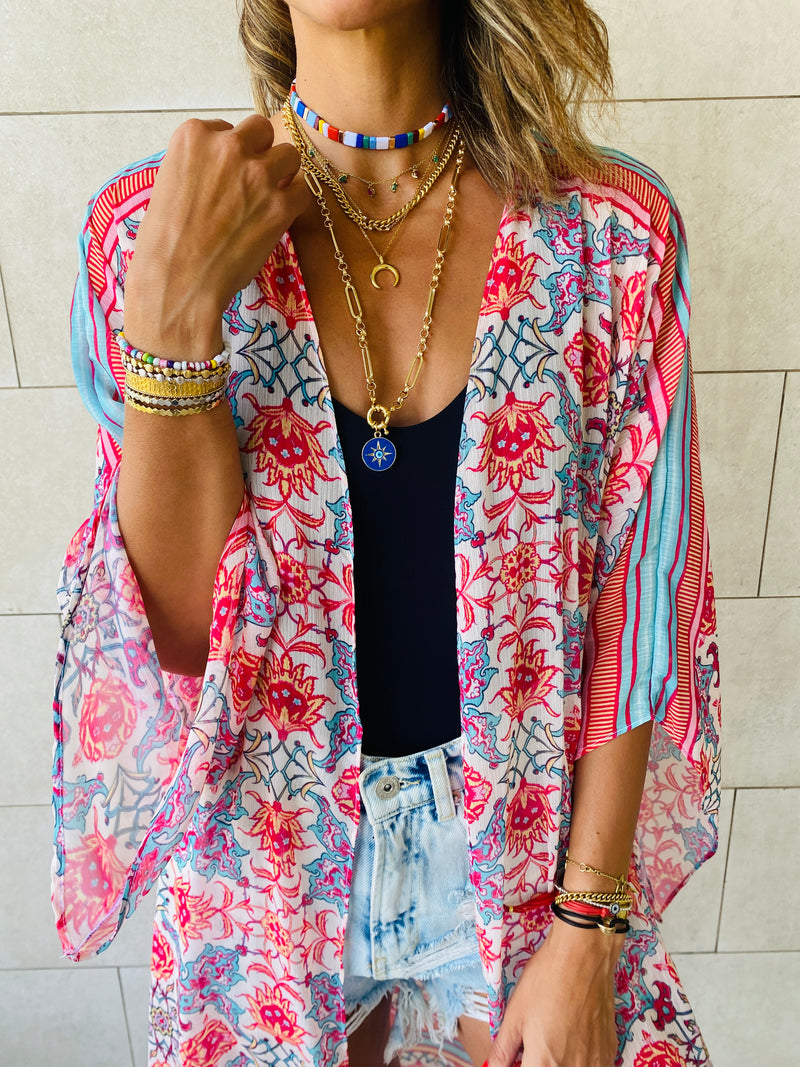 Pink Chiffon Classic Kimono