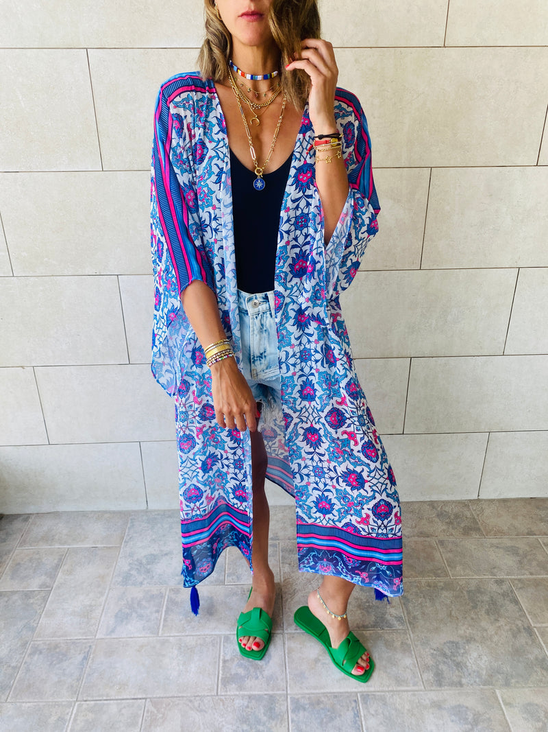 Blue Chiffon Classic Kimono