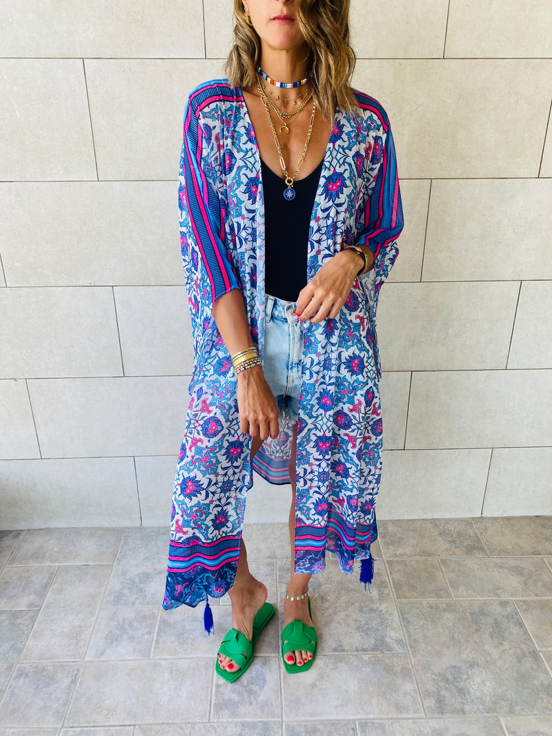 Blue Chiffon Classic Kimono