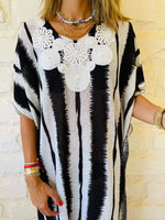 Embellished Monochrome Kaftan