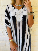 Embellished Monochrome Kaftan