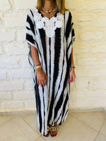 Embellished Monochrome Kaftan