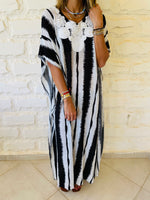 Embellished Monochrome Kaftan