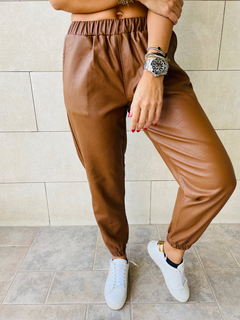 Copper Leather Jogger