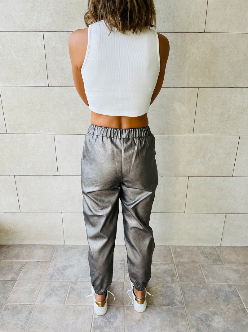 Bronze Leather Jogger Frillu