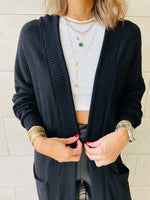 Black Plaid Back Cardigan
