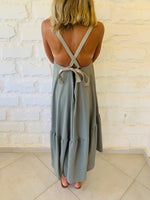 Olive Back Tie Tiered Dress