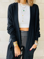 Black Plaid Back Cardigan
