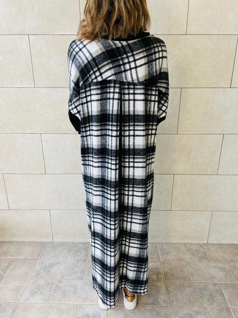 Black Plaid Back Cardigan