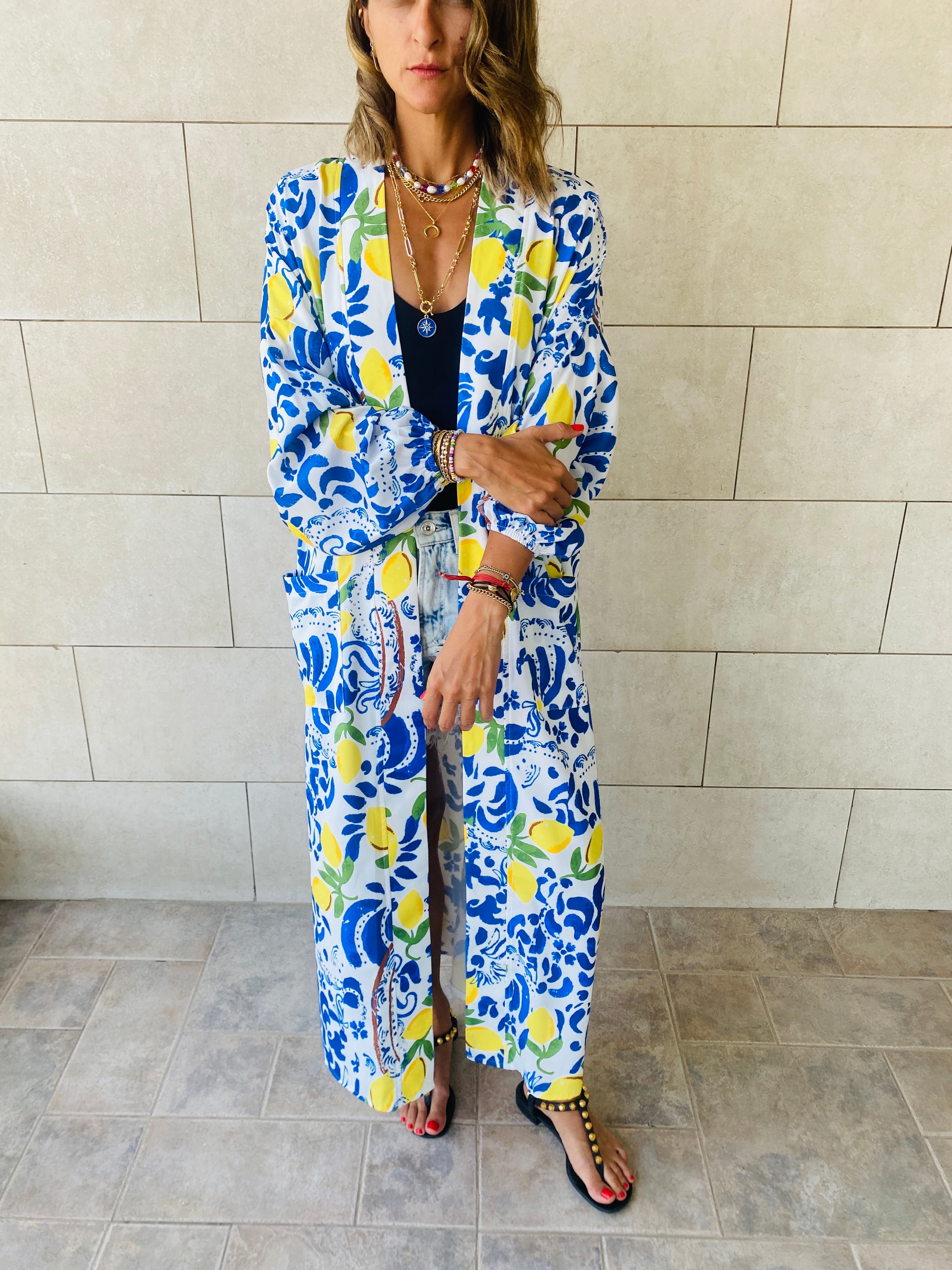 Lime Open Beach Kimono