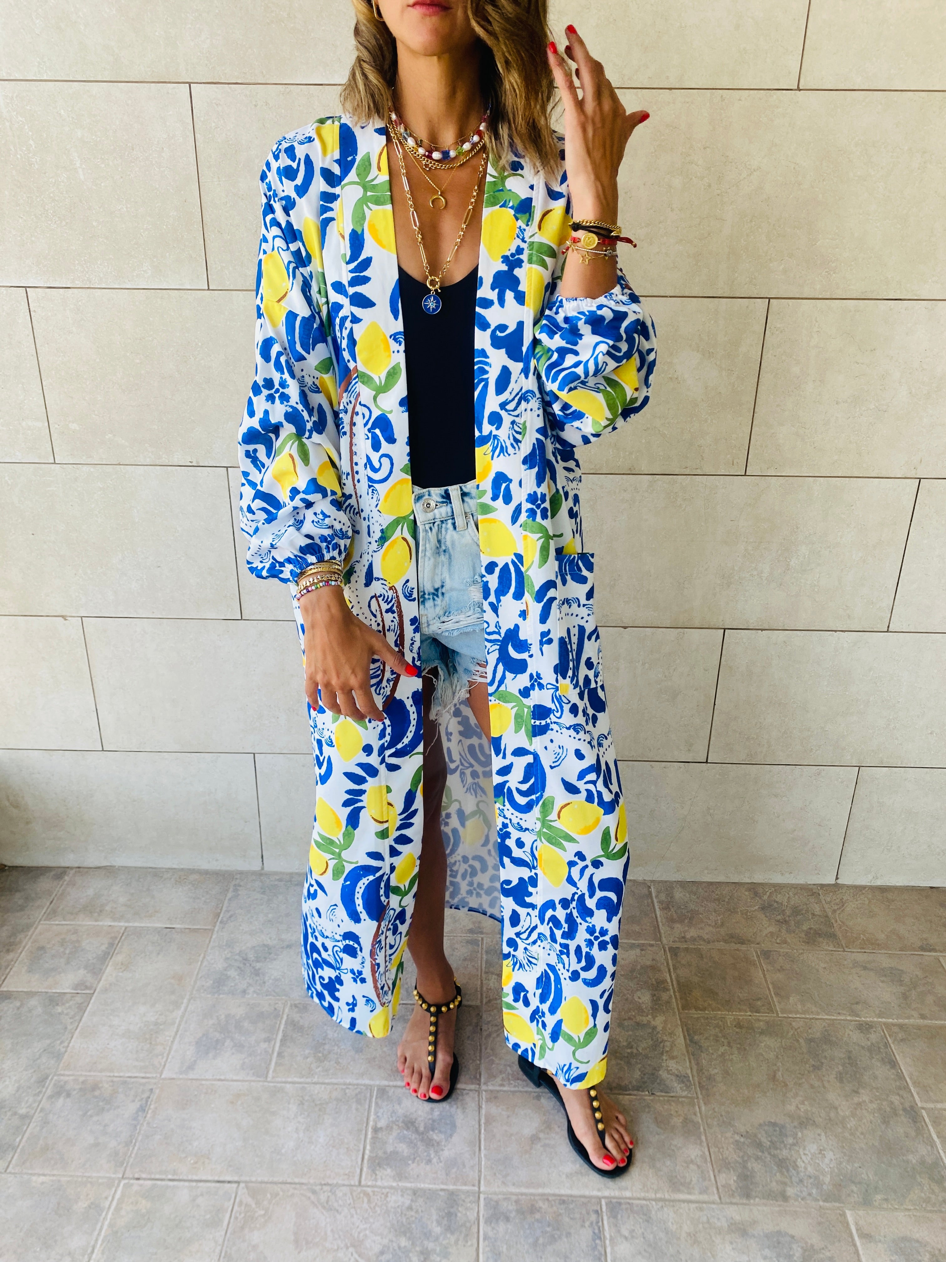 Lime Open Beach Kimono