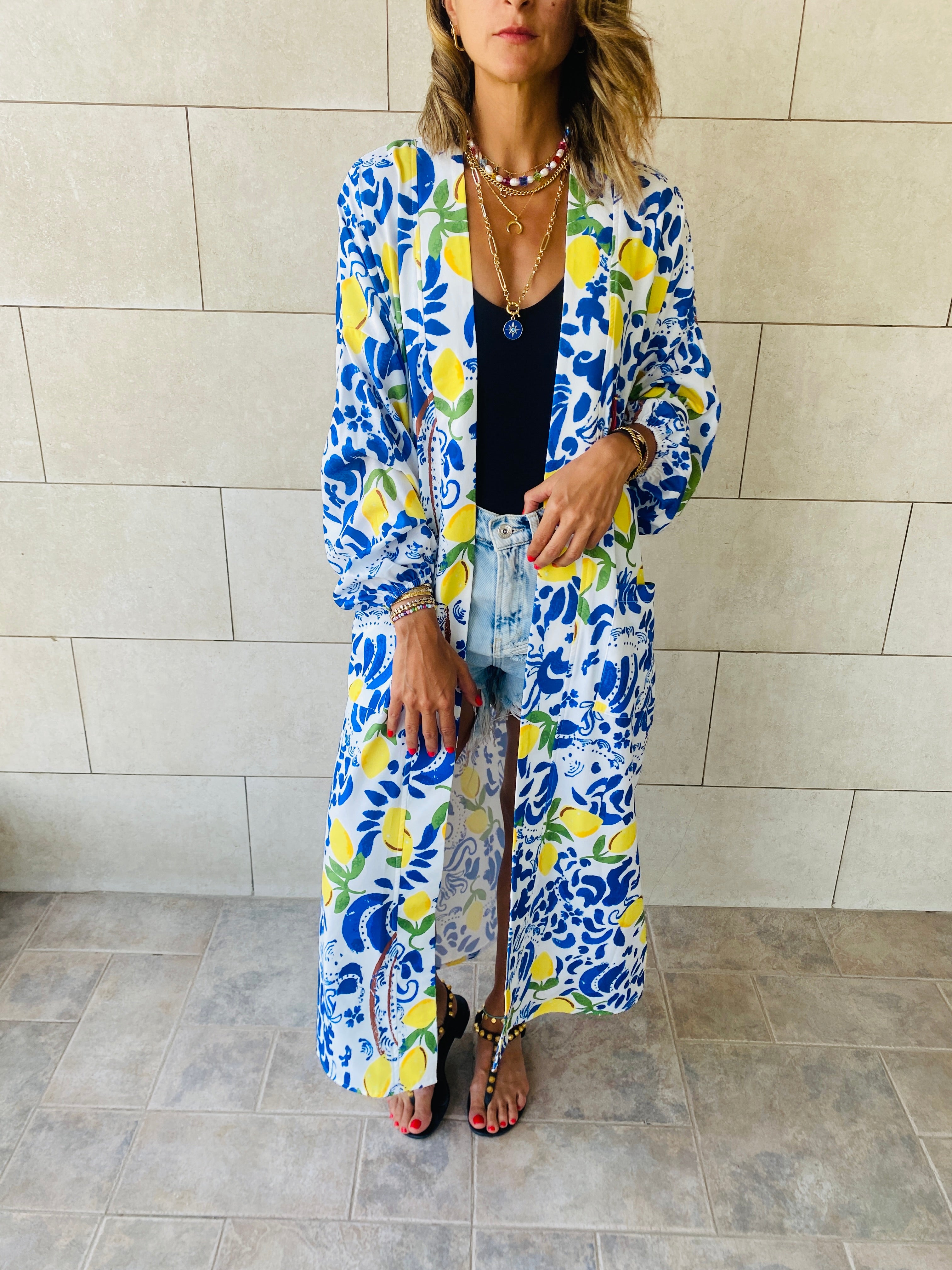 Lime Open Beach Kimono