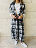 Grey Longline Plaid Overshirt