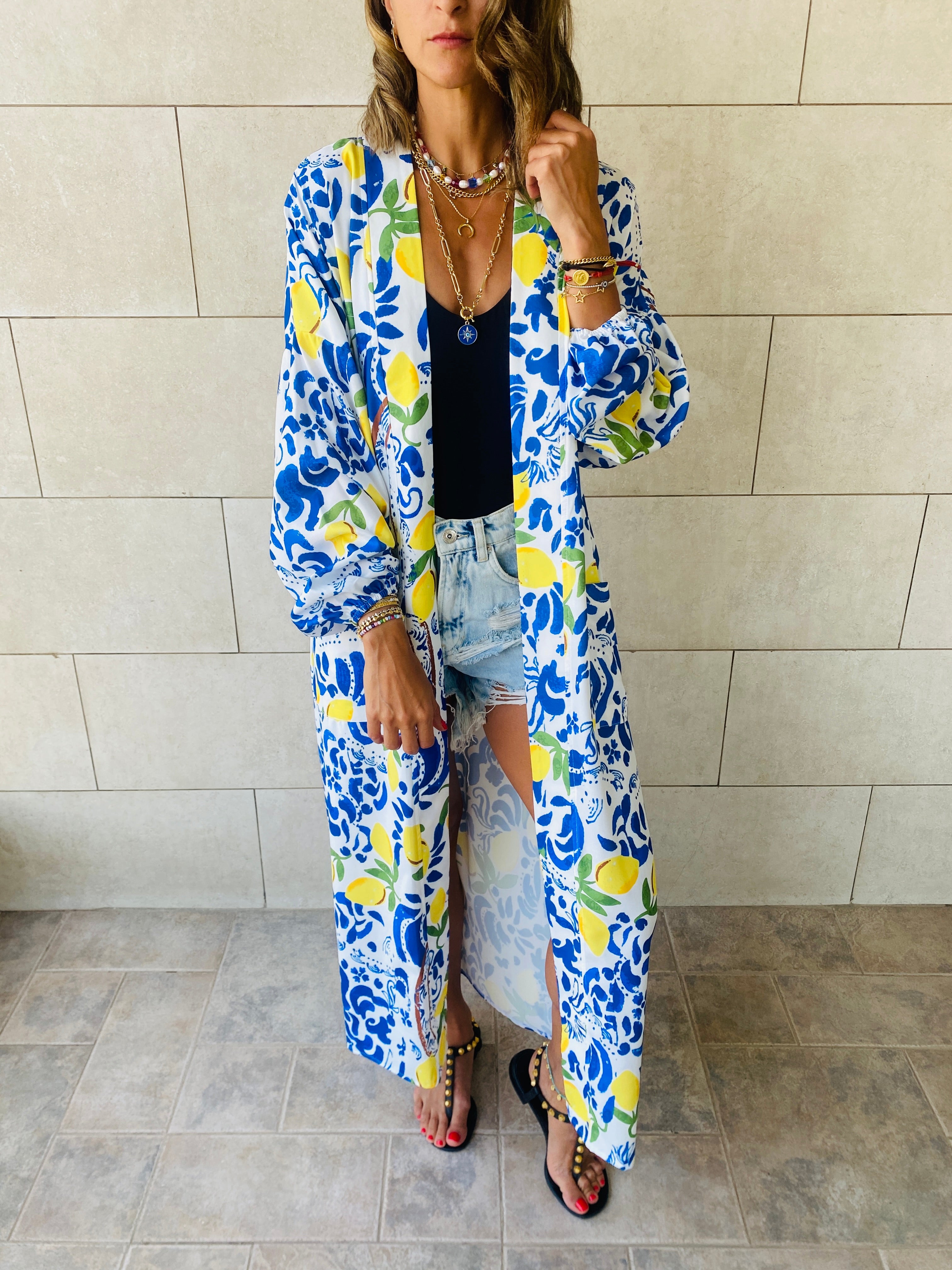 Lime Open Beach Kimono
