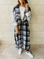 Grey Longline Plaid Overshirt