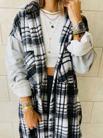 Grey Longline Plaid Overshirt