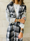 Grey Longline Plaid Overshirt
