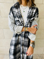 Grey Longline Plaid Overshirt