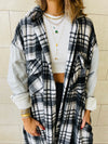 Grey Longline Plaid Overshirt