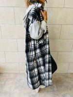 Grey Longline Plaid Overshirt
