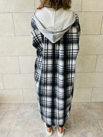 Grey Longline Plaid Overshirt
