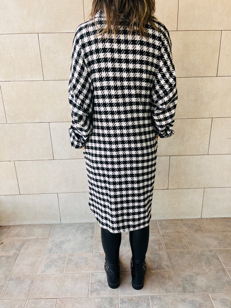 Houndstooth Longline Overshirt