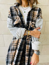 Beige Longline Plaid Overshirt