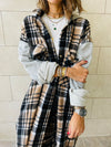 Beige Longline Plaid Overshirt